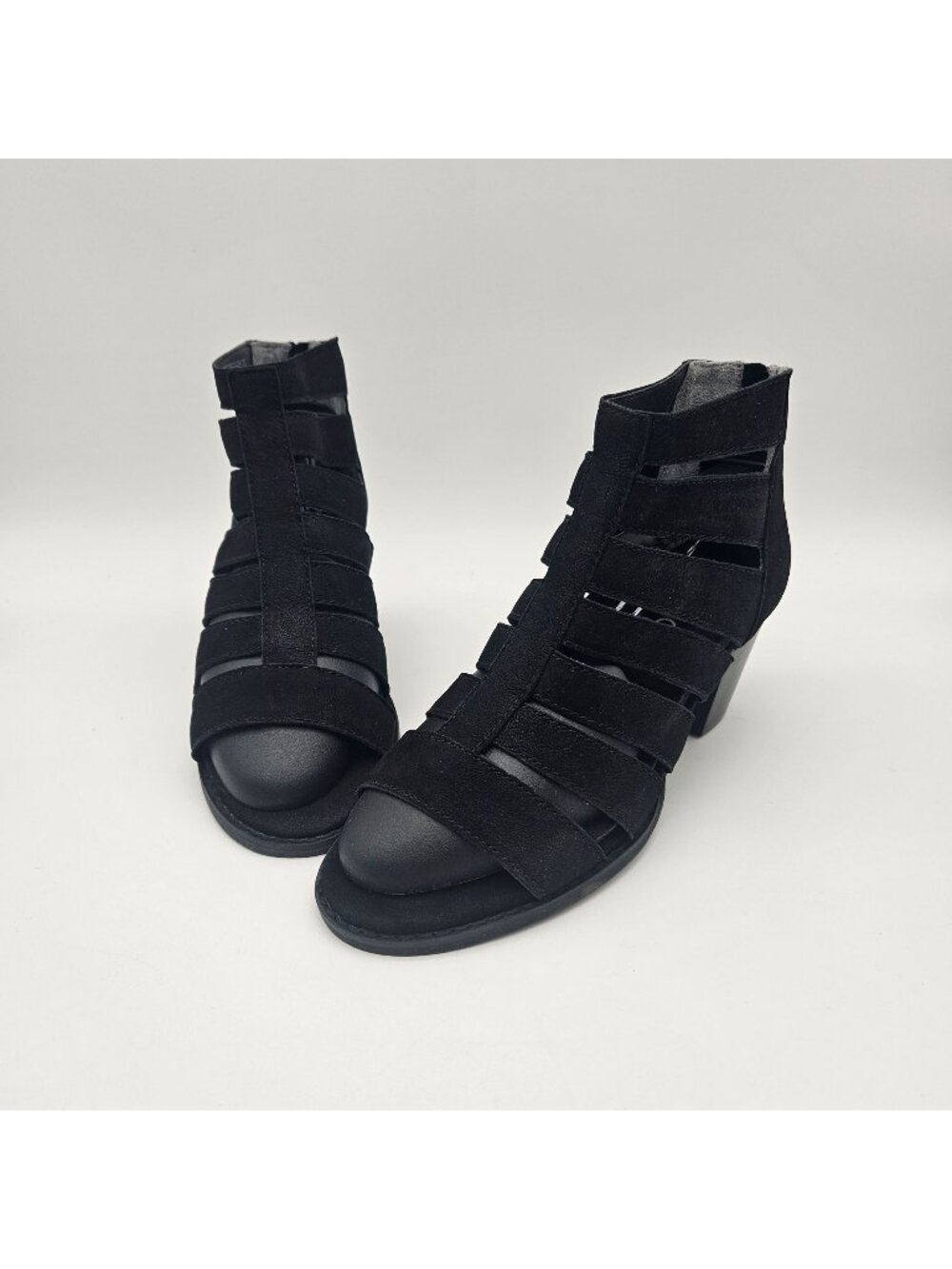 Vionic Harlow Black Suede Strappy Open Toe Ankle Boot Womens Sz 6.5 NEW